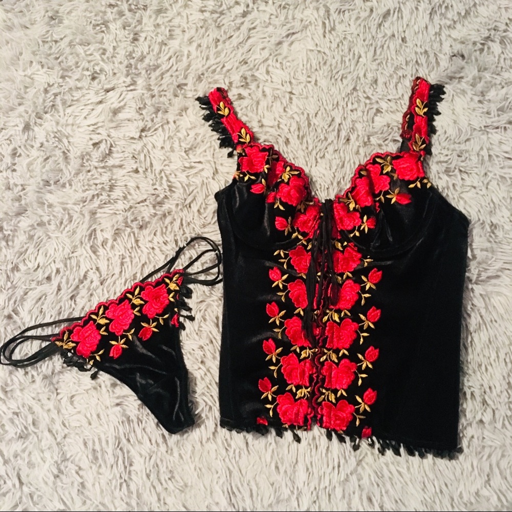 Victoria Secret bustier and panty w/ beading